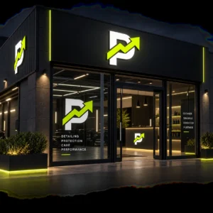 Oznakowanie studia detailingu z logo ProPozycja SEO